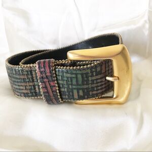 Sandy Duftler Mult-color Weave Buckle Belt M